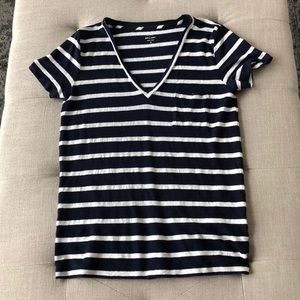 J. Crew linen navy and white tee